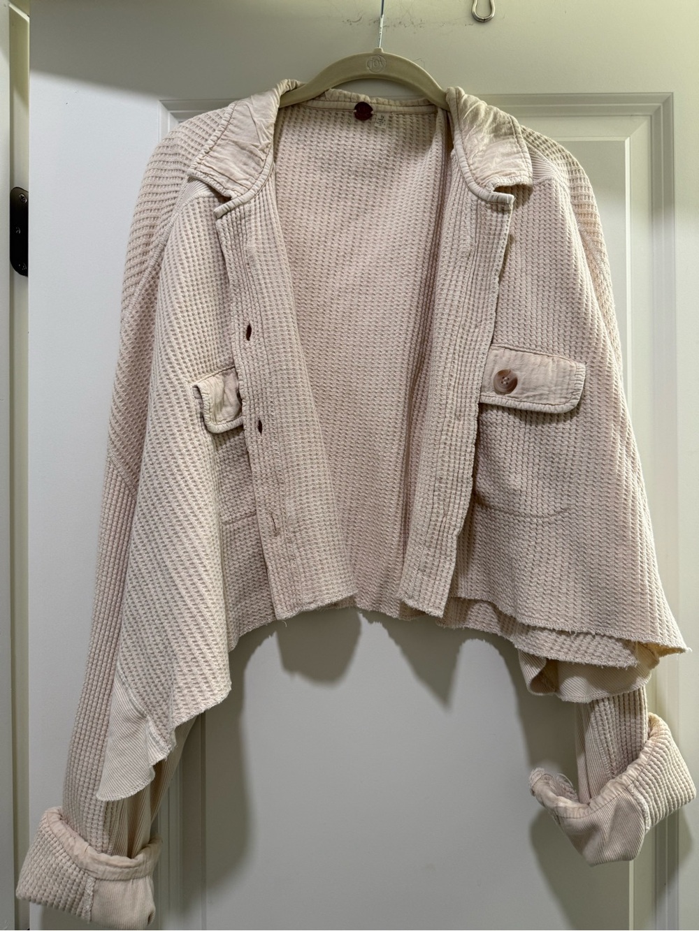 FP One Scout Jacket, Cropped, Waffle-Knit (Free People)
Cream